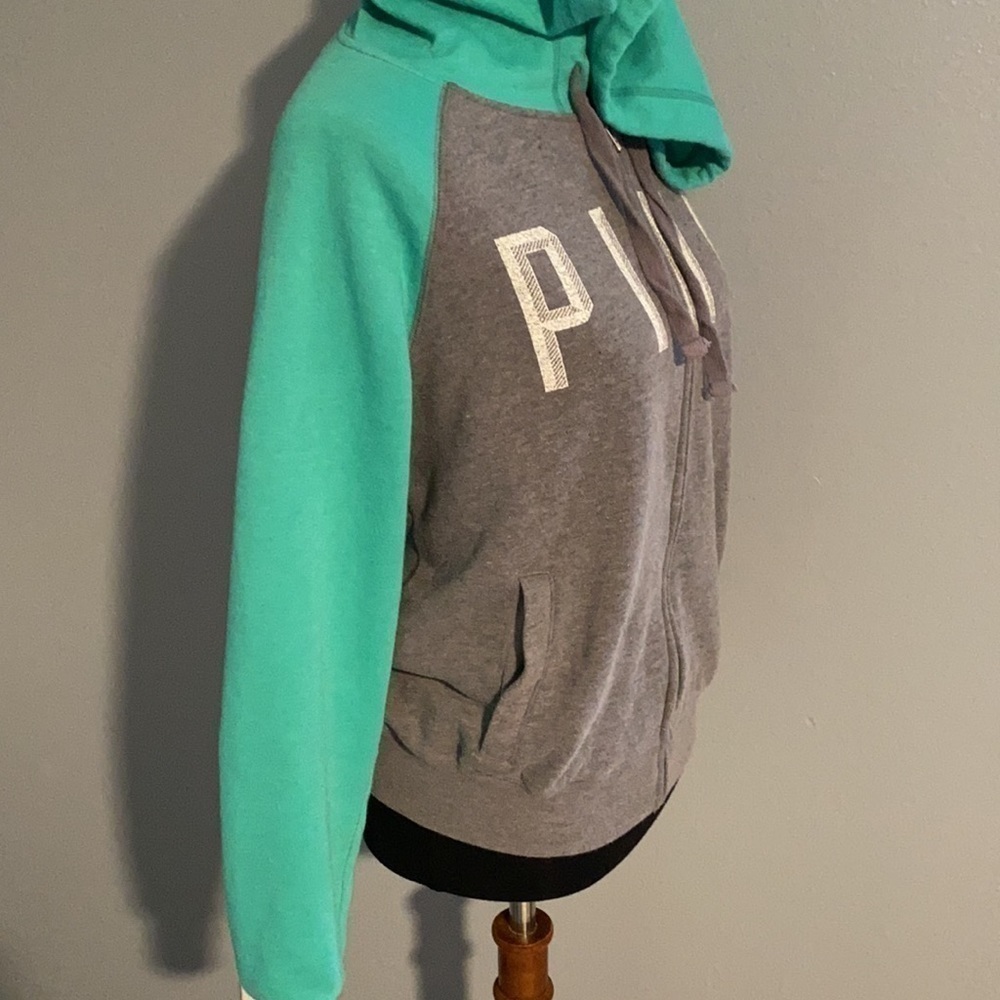 Teal & Grey Zip Up Hoodie size small - Picture 6 of 11